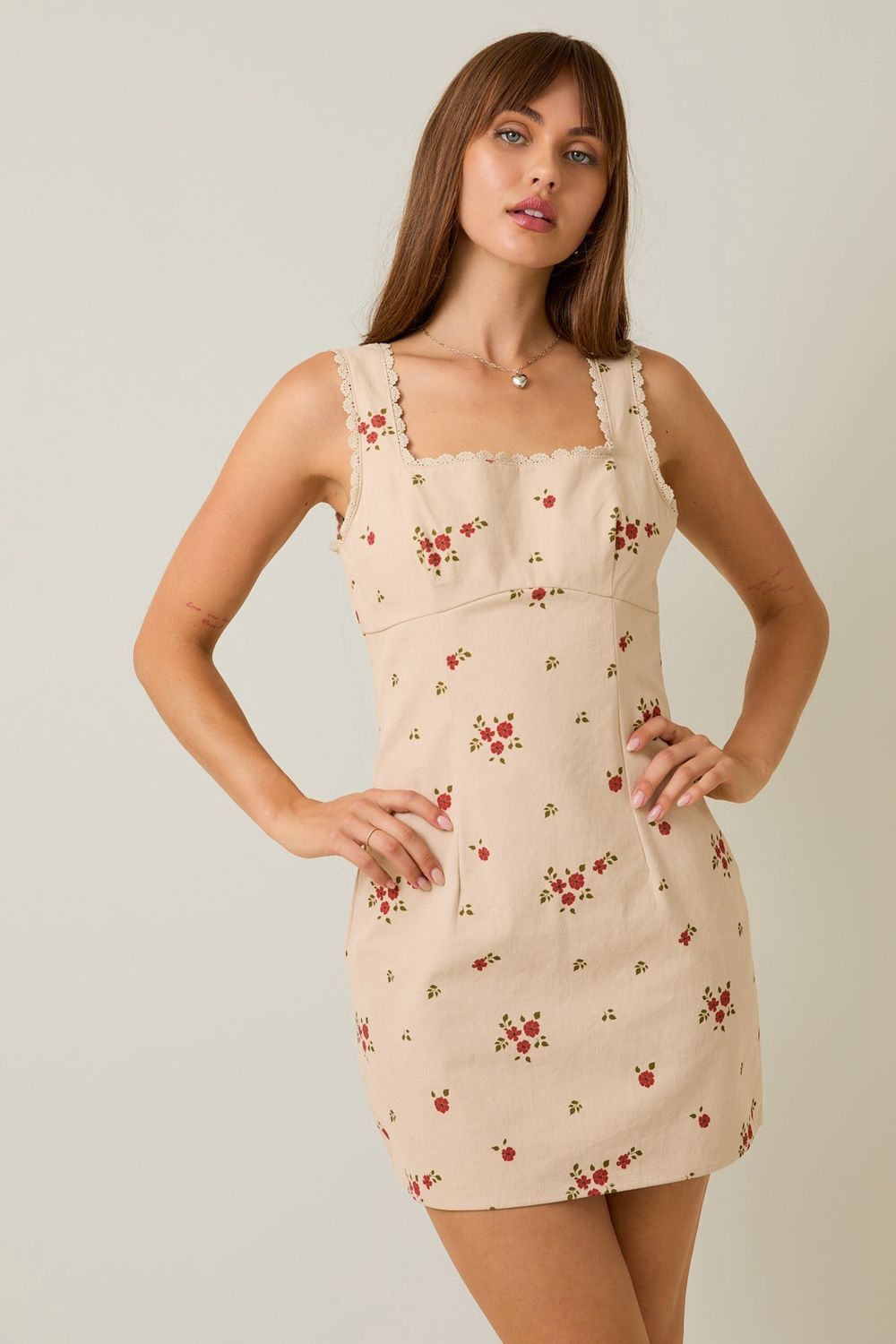 Back Then Square Neck Mini Dress