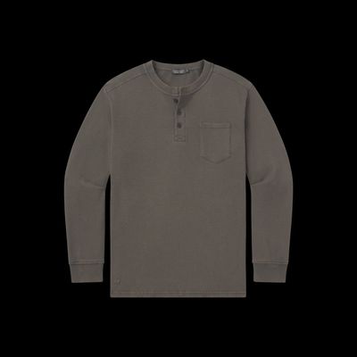 Men&#39;s Long Sleeve Seawash Vintage Waffle Henley