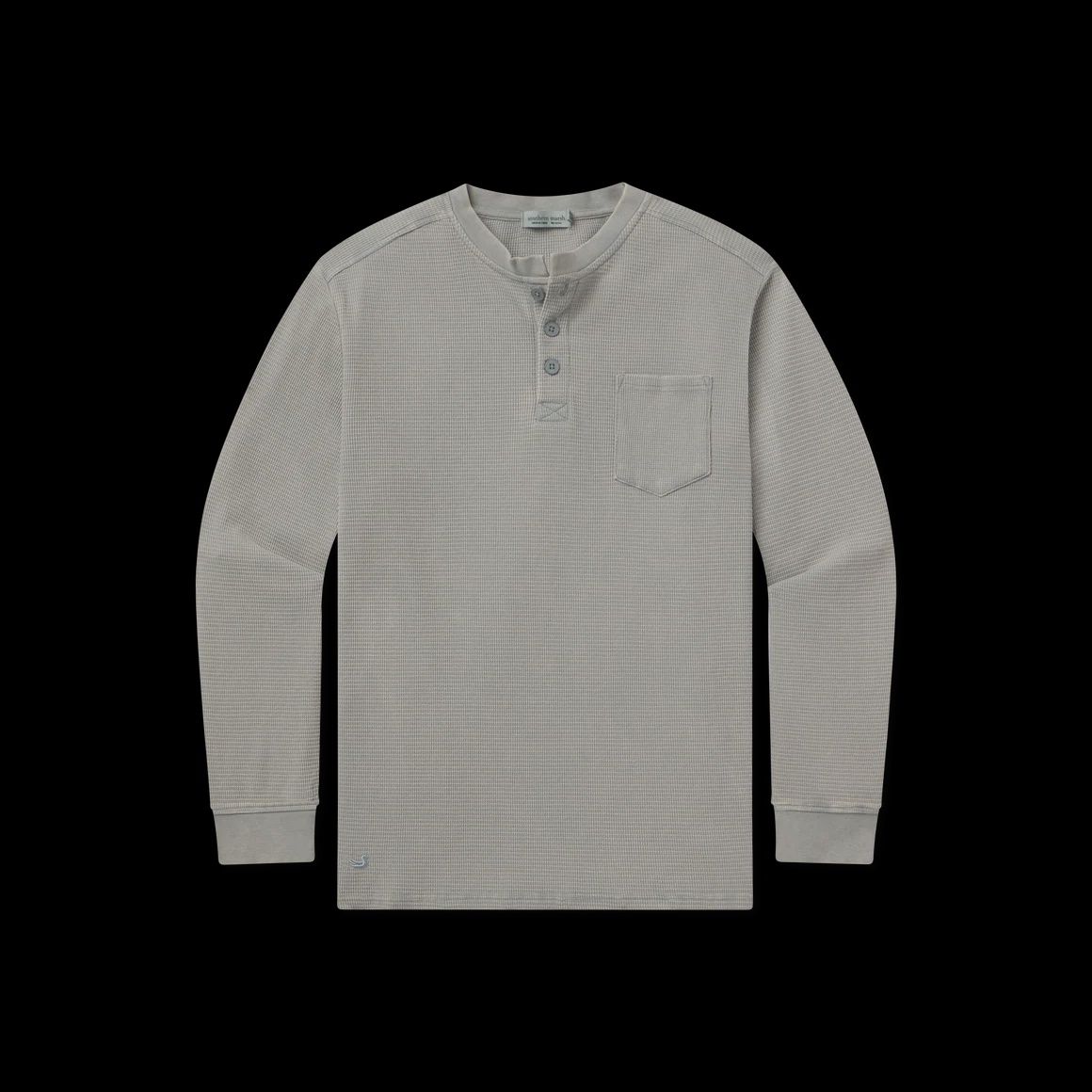 Men&#39;s Long Sleeve Seawash Vintage Waffle Henley, Color: Burnt Sage, Size: MED