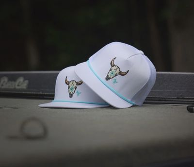 Cow Skull Rope Hat - Turquoise