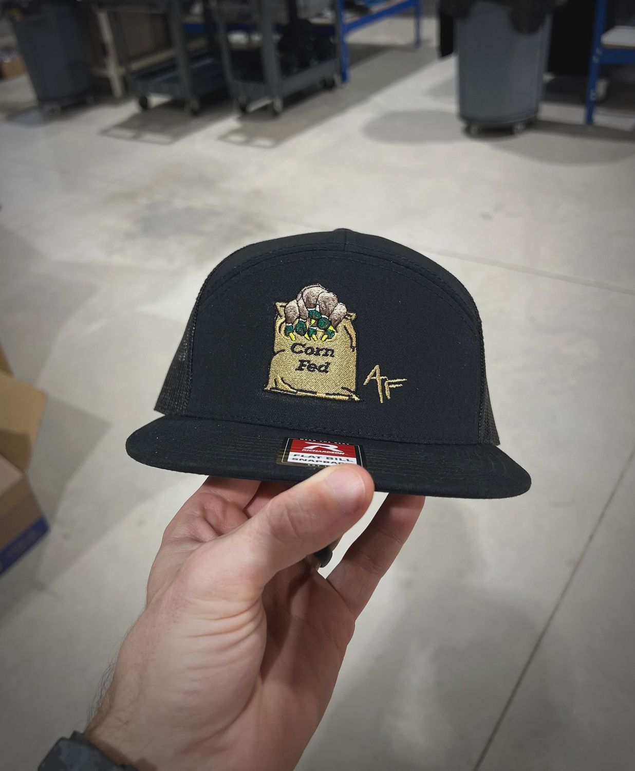 Corn Fed 7 Panel Hat - Black