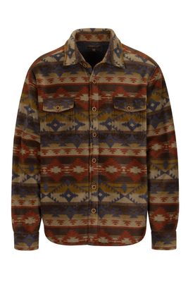 Print Over Shirt Jacket with Sherpa Lining