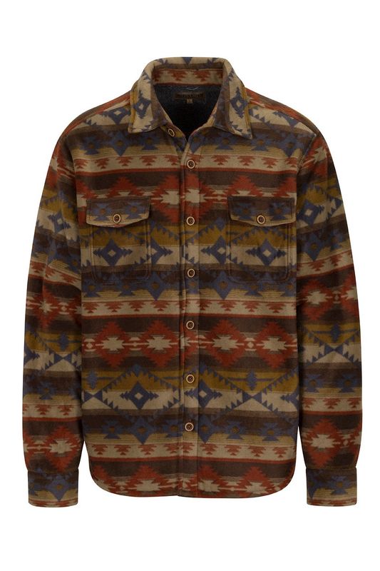 Print Over Shirt Jacket with Sherpa Lining