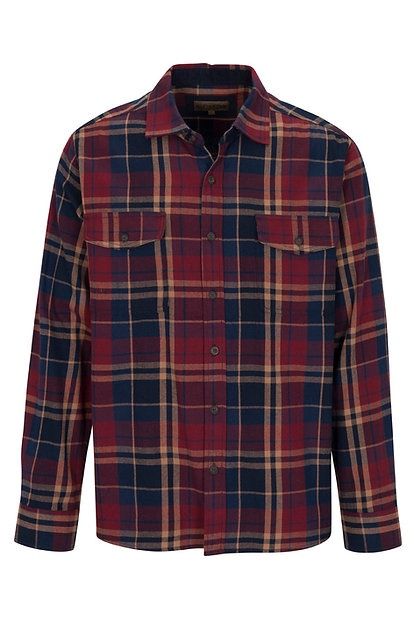 Herringbone Plaid Shirt, Color: Cinnamon, Size: MED