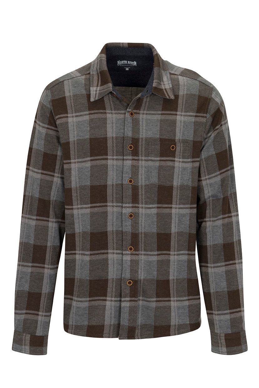 Heritage Plaid Y/D Jacquard Knit Button-Front Shirt, Color: Earth, Size: MED