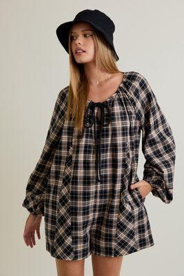 The Right Track Plaid Romper