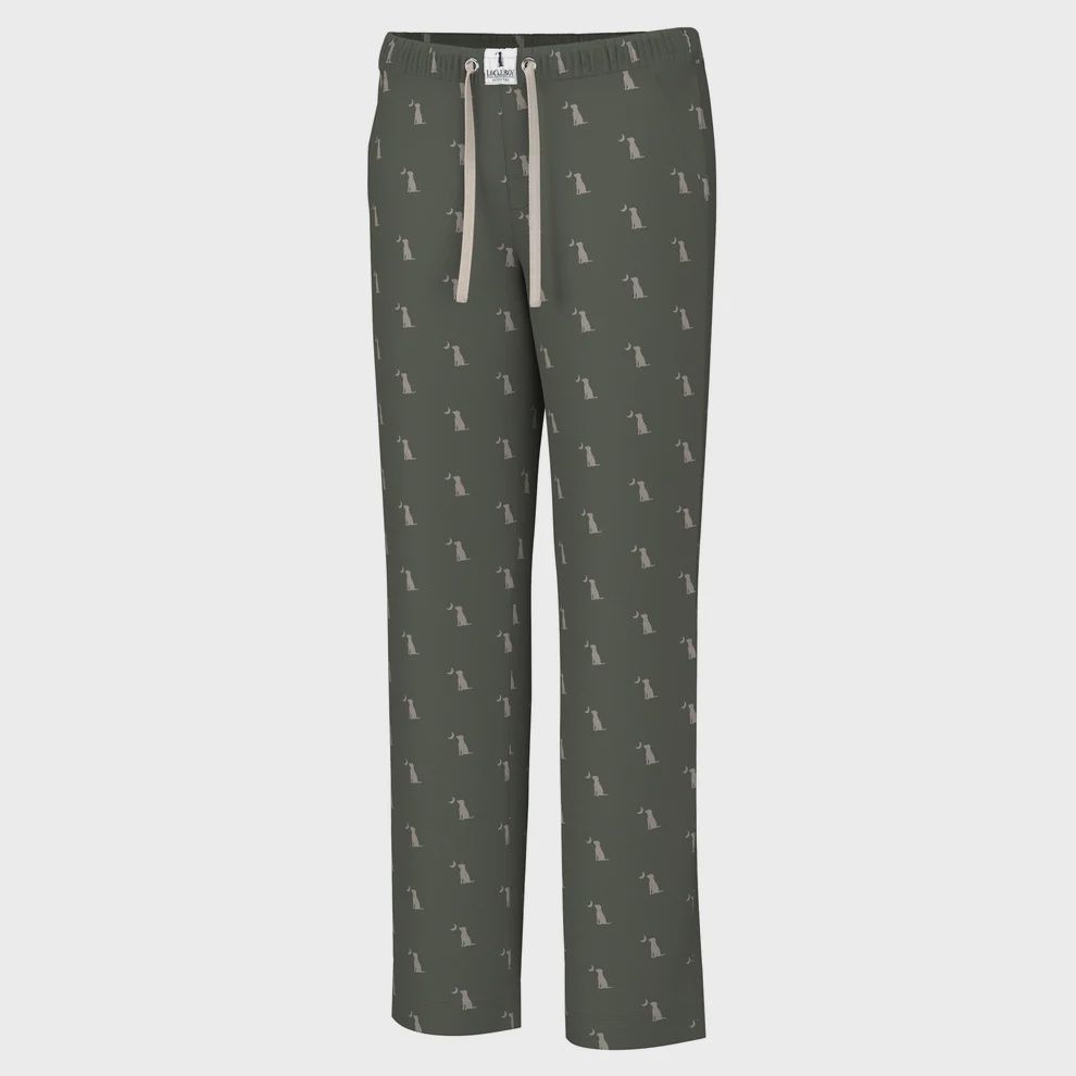 Pajama Pants, Color: DODM-Dark Olive Dog &amp; Moon, Size: SML
