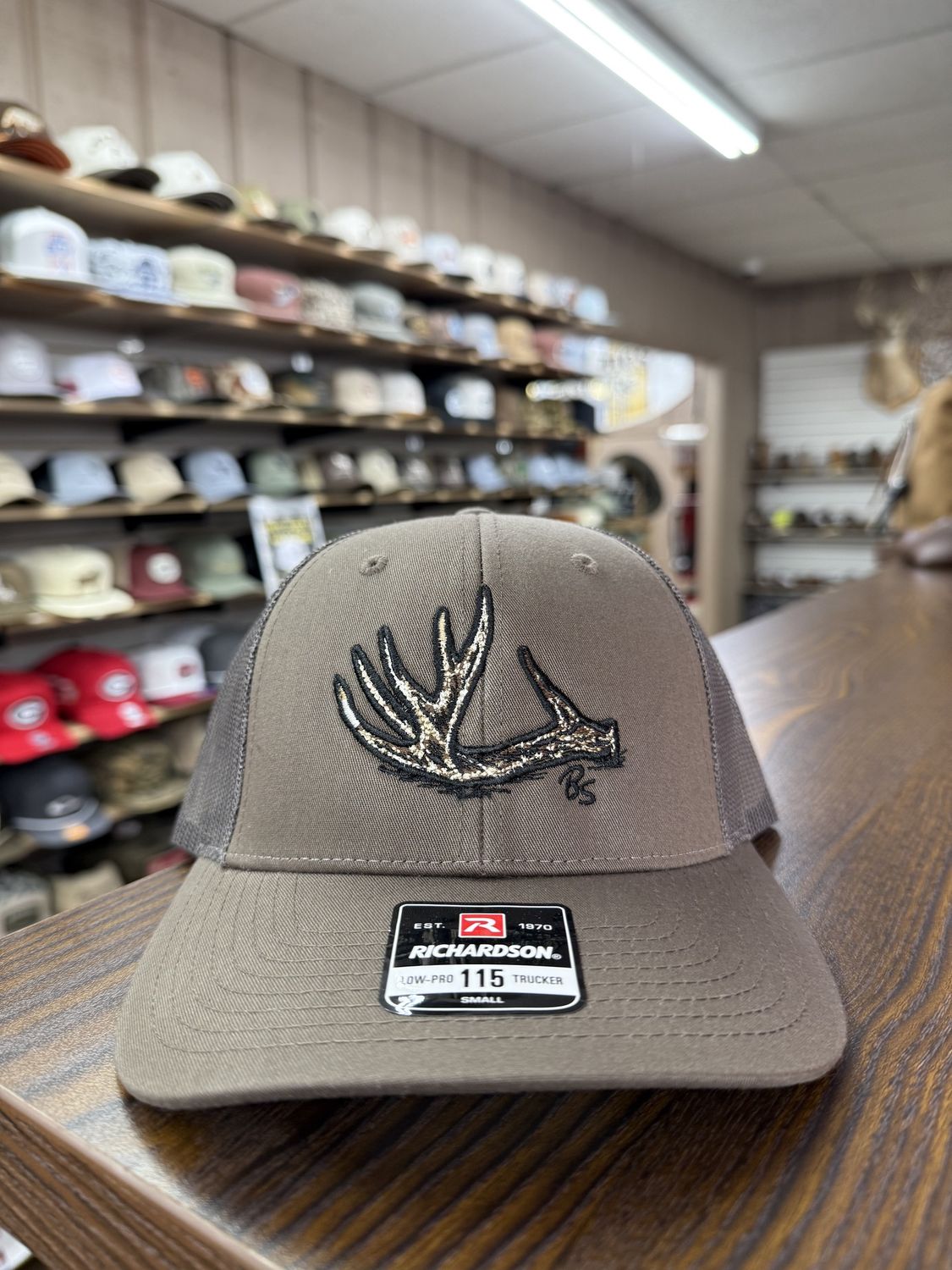 Antler Shed Trucker Hat - Chocolate Chip/Grey, Size: SML