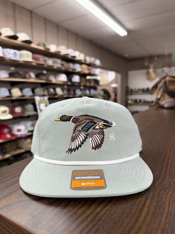 Flying Mallard Rope Hat - Dusty Blue/White