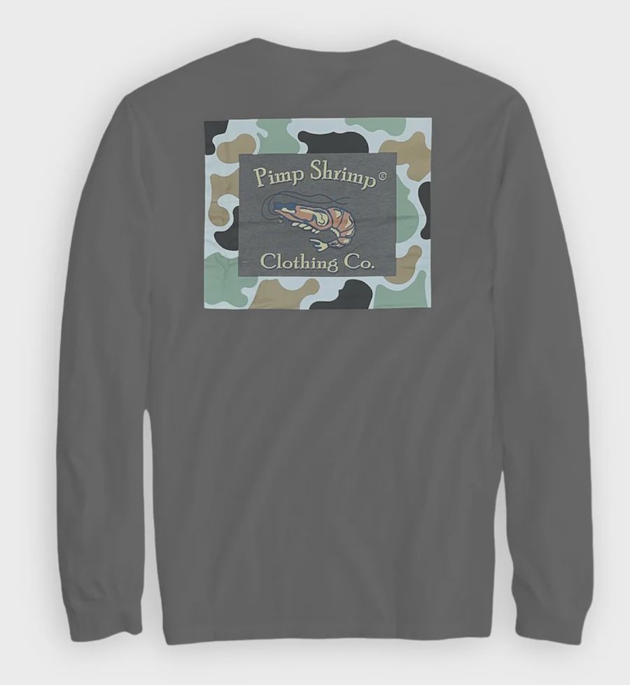 Camo Back Long Sleeve T-Shirt - Charcoal Grey