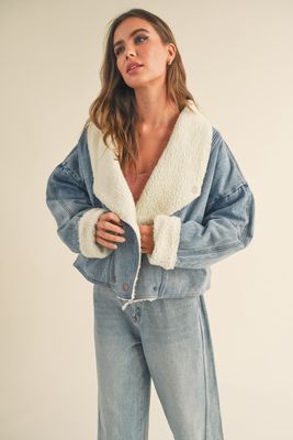 The Perfect Sherpa Line Denim Jacket