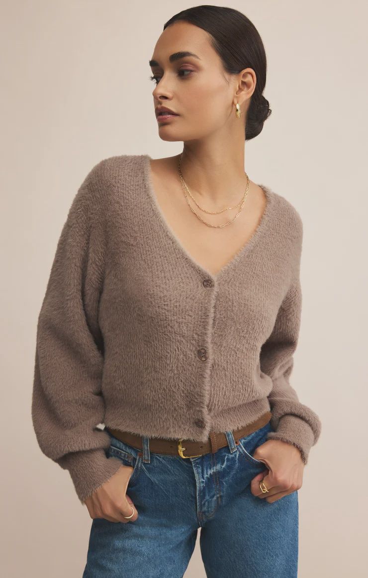 Sadira Fluffy Cardigan, Color: Moonlight, Size: XSM