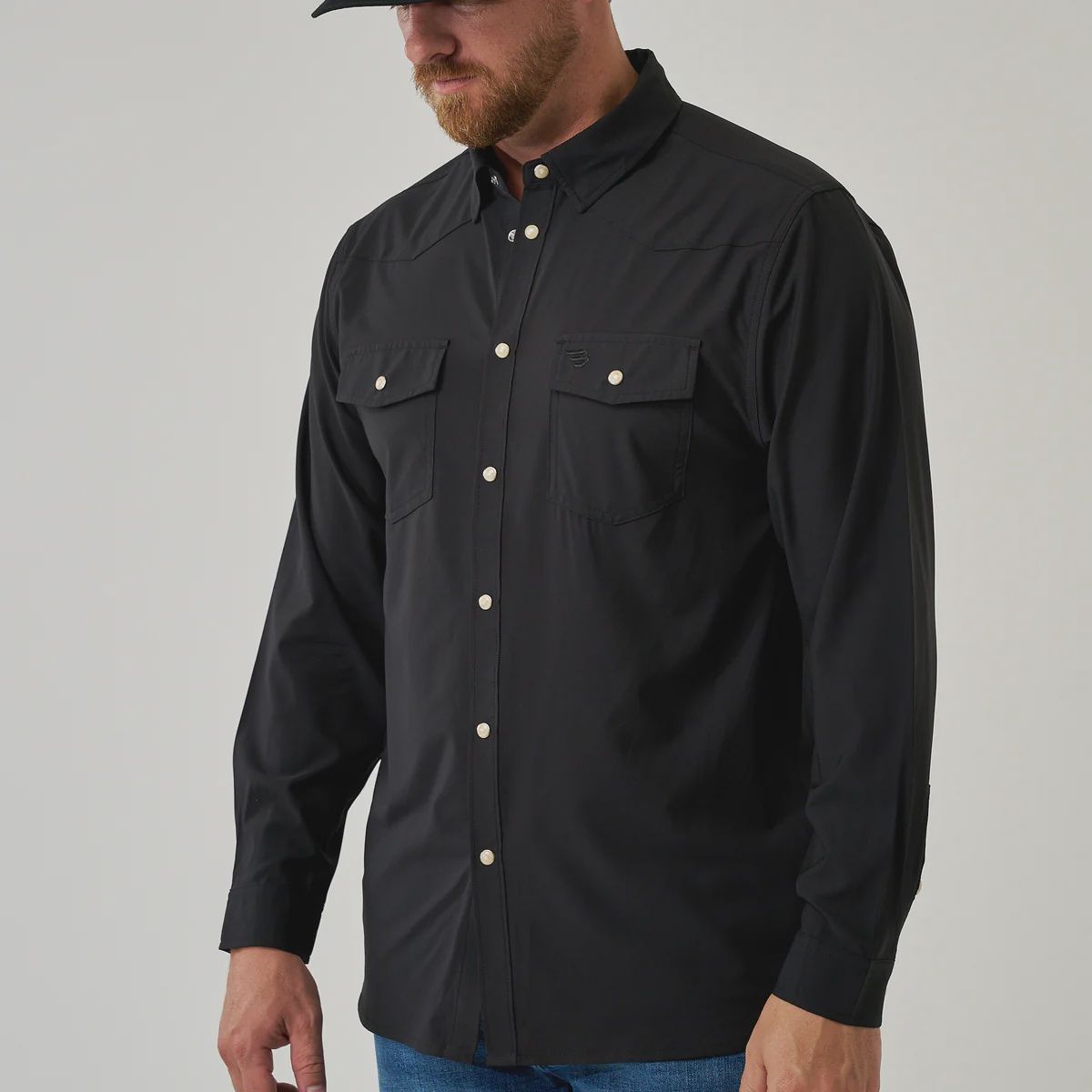 Performance Western Long Sleeve Shirt, Color: BLK - Black, Size: MED