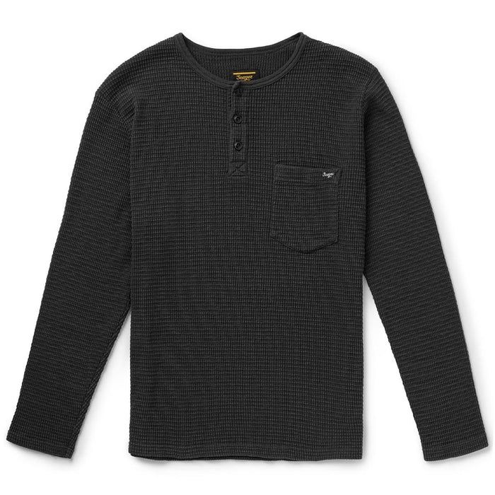 Sawpit Henley Long Sleeve Thermal, Color: BLK-Vintage Black, Size: MED
