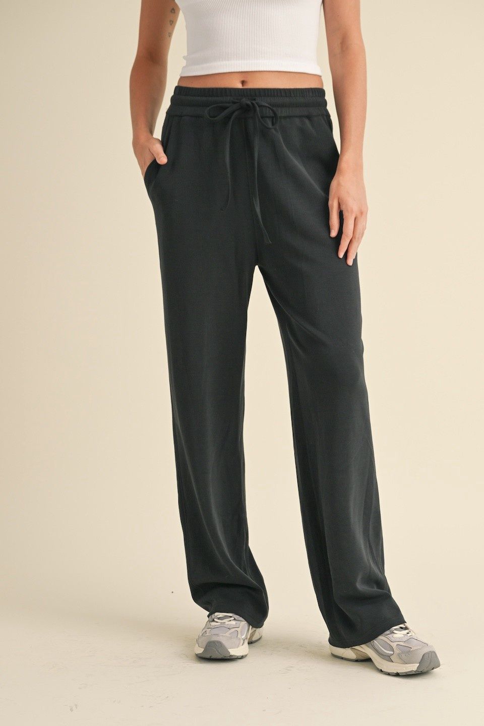 Super Soft Air Scuba Wide Leg Pants, Color: Black, Size: SML
