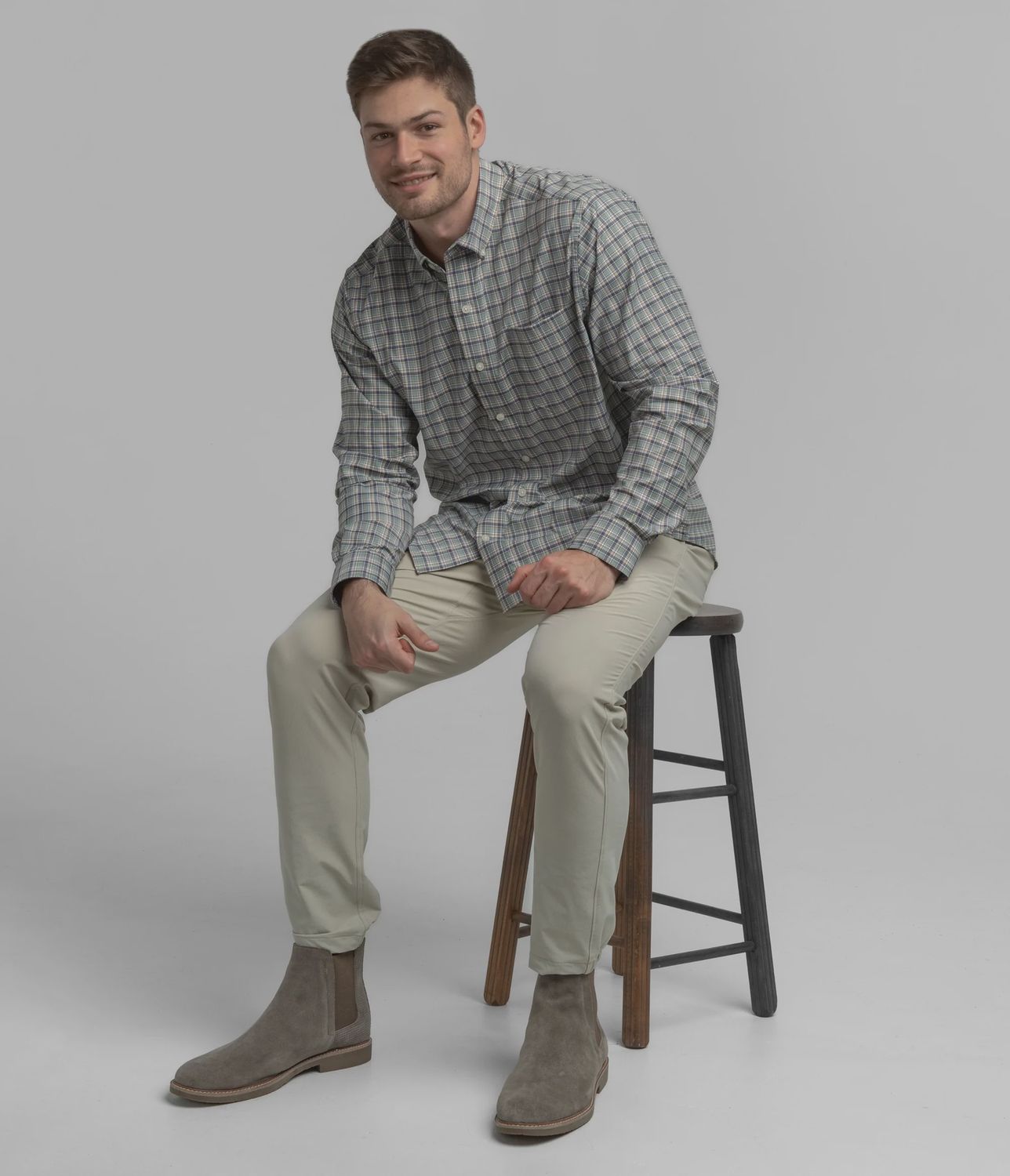 Hawthorn Plaid LS Button Down, Color: 1207-Mallard, Size: MED