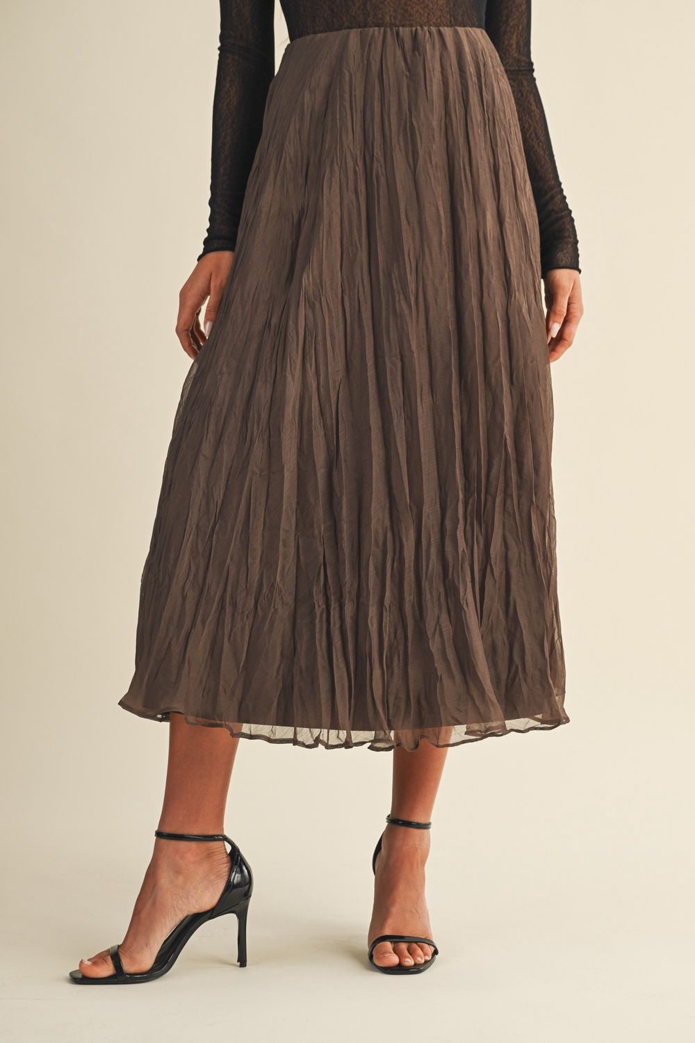 Like I See It Midi Skirt, Color: Dk Choco, Size: SML