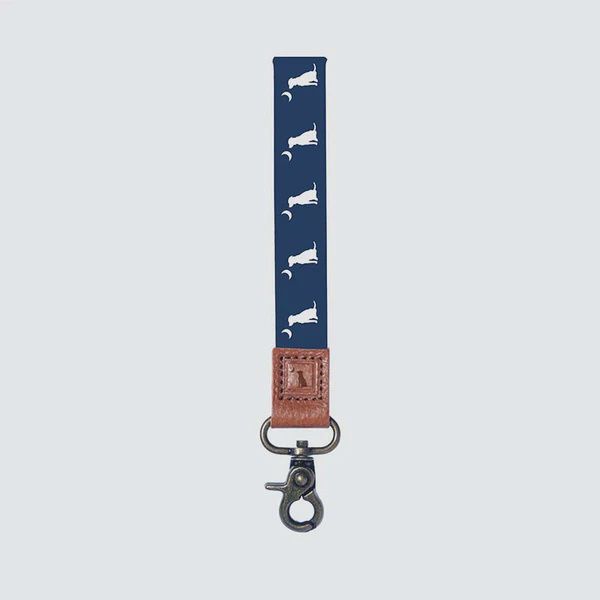 Navy Dog &amp; Moon Wrist Lanyard