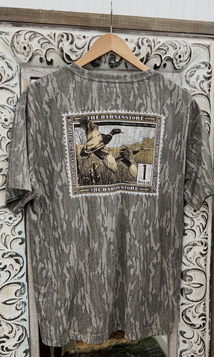 Duck Stamp Short Sleeve Mossy Oak Tee, Color: Bottomland, Size: SML