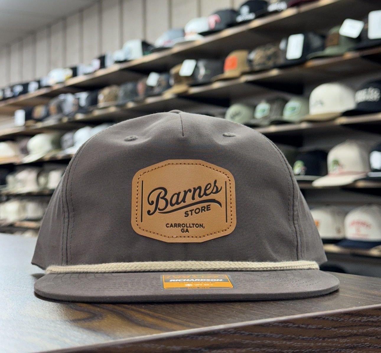 Leather Patch Rope Hat - Dark Mocha/Khaki