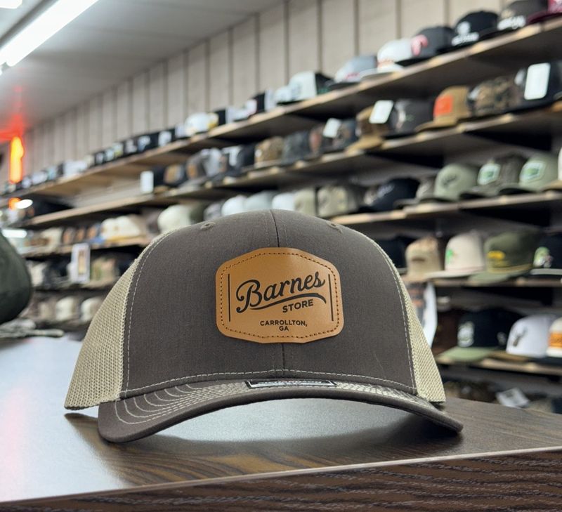 Leather Patch Trucker Hat - Brown/Khaki