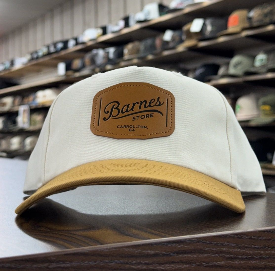 Leather Patch Hat - Cream/Wheat