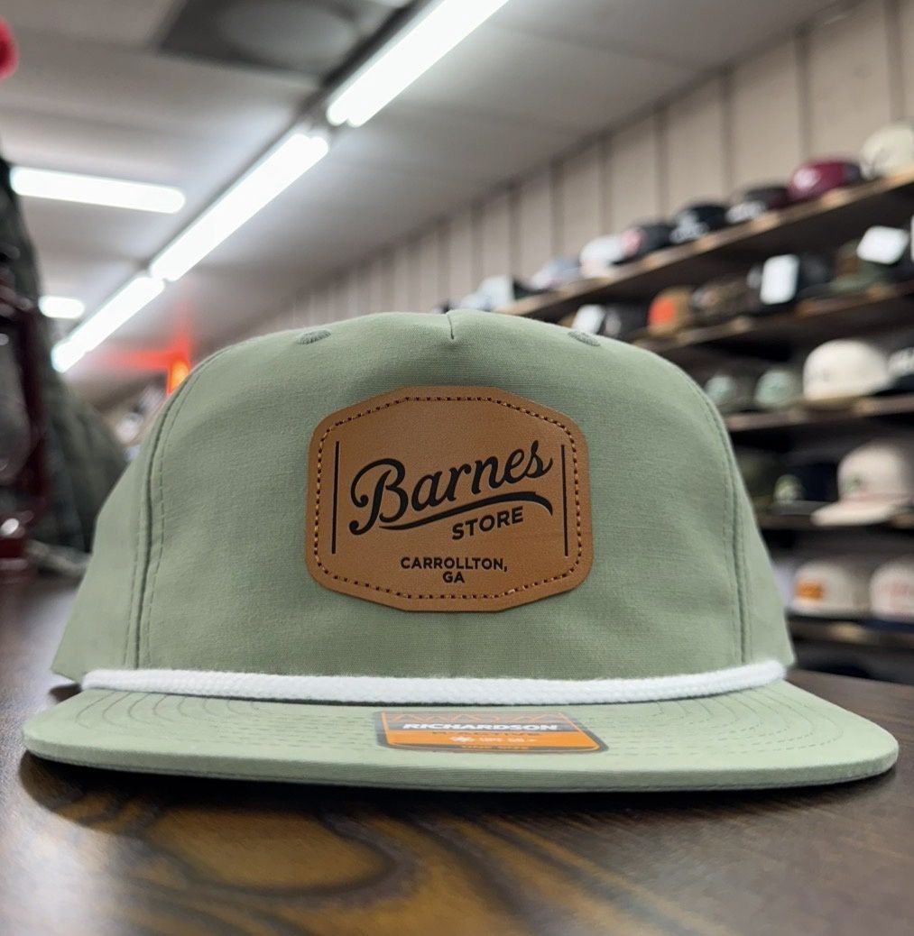 Leather Patch Rope Hat - Sage/White