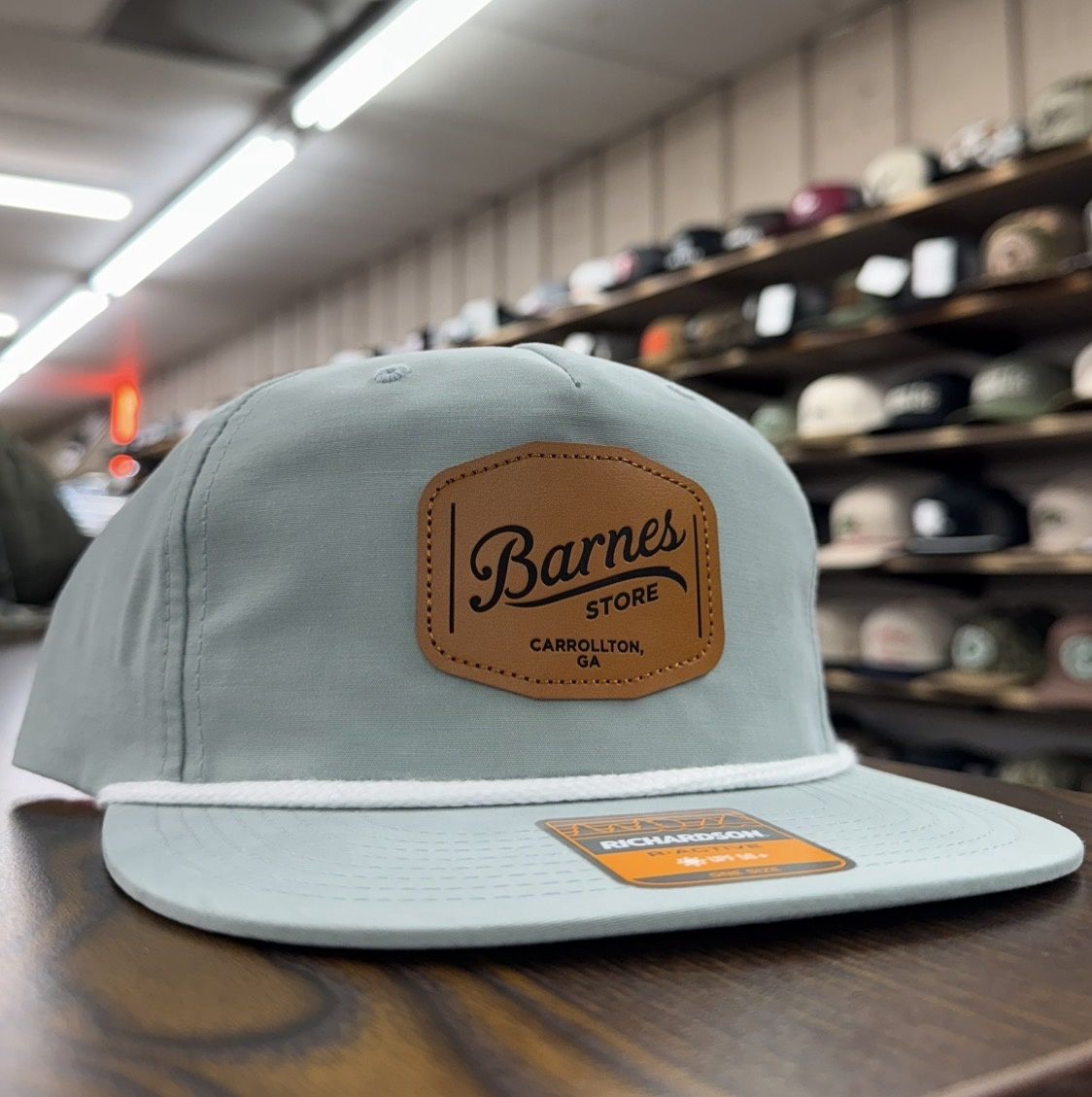 Leather Patch Rope Hat - Dusty Blue/White