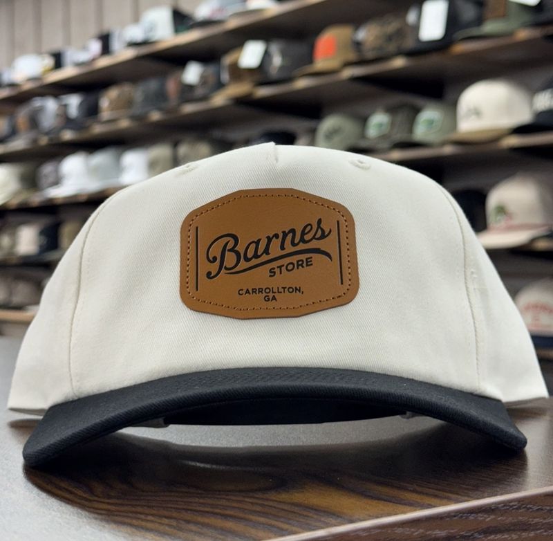 Leather Patch Hat - Cream/Black