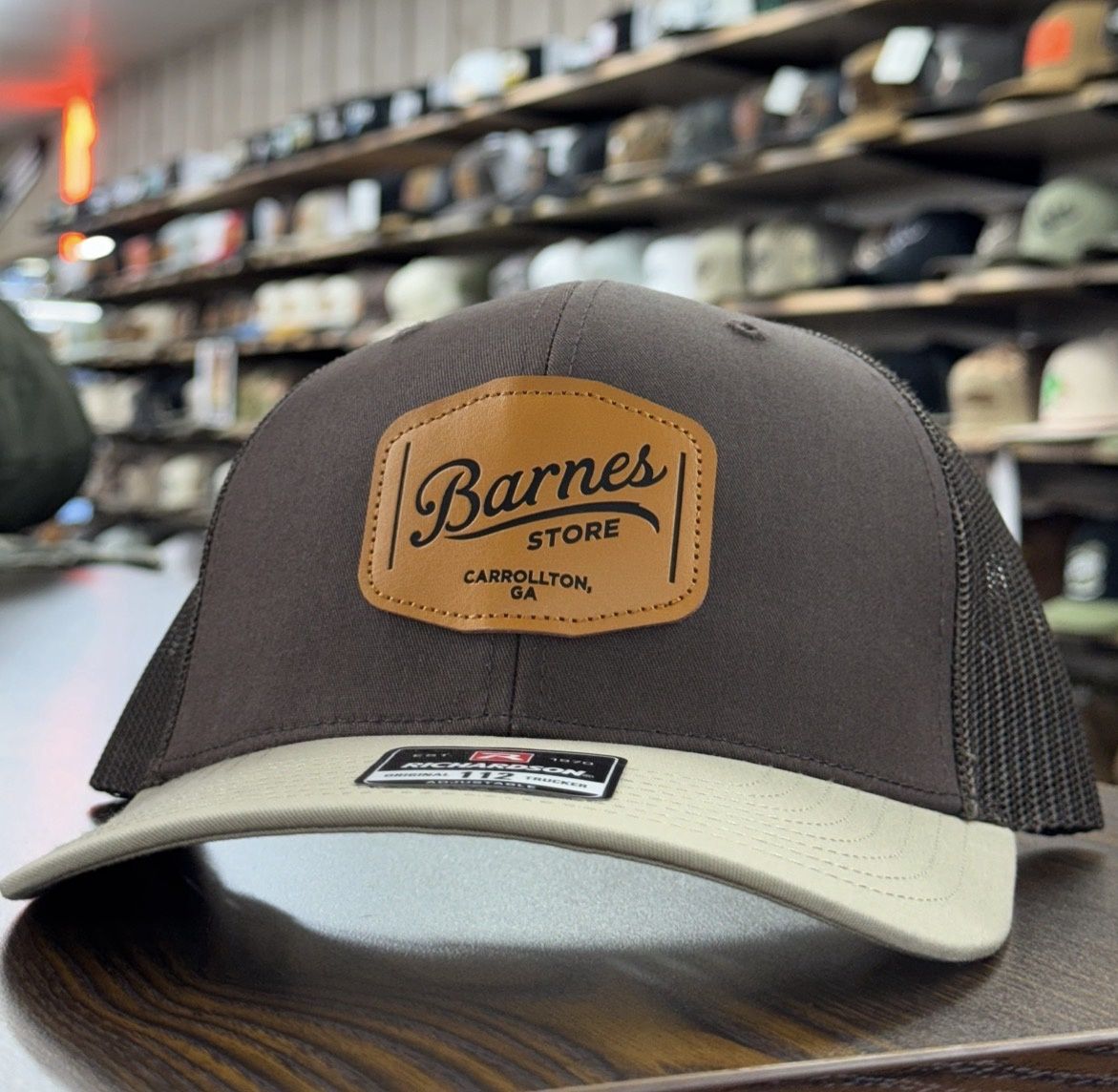 Leather Patch Trucker Hat - Combo Brown/Khaki