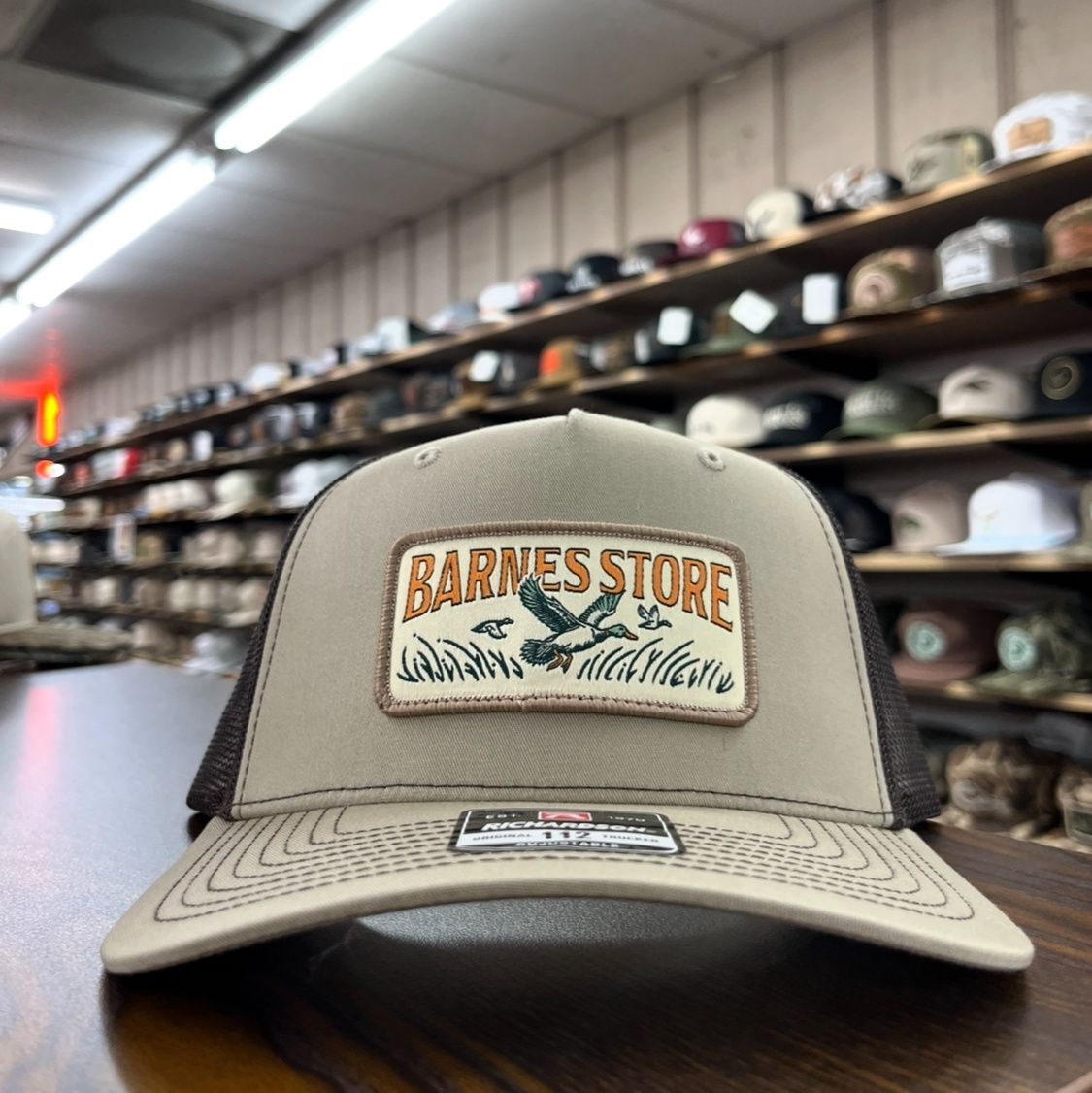Barnes Woven Patch Hi Pro Trucker Hat - Khaki/Coffee