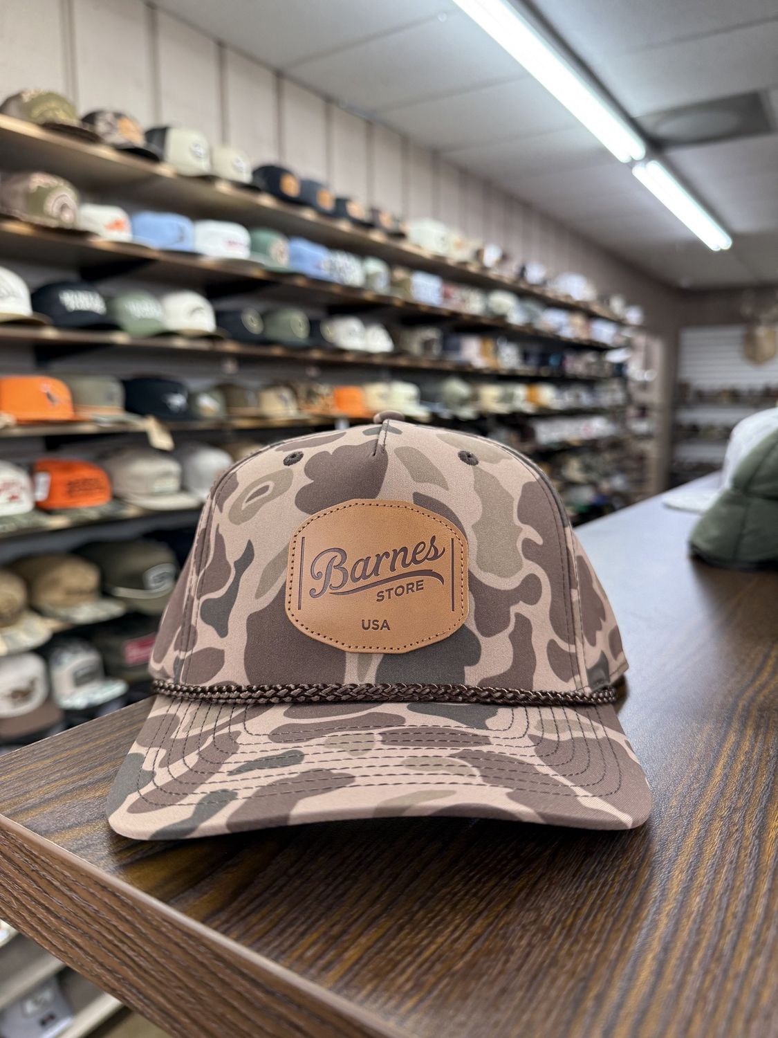 Leather Patch Perf Rope Hat - Bark Duck camo