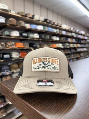 Barnes Woven Patch Trucker Hat - Khaki/Coffee