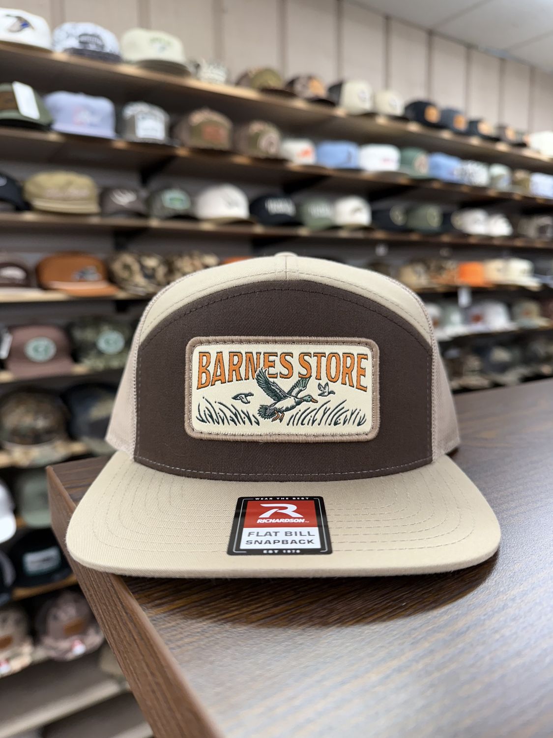 Barnes Woven Patch 7-Panel Hat - Brown/Khaki