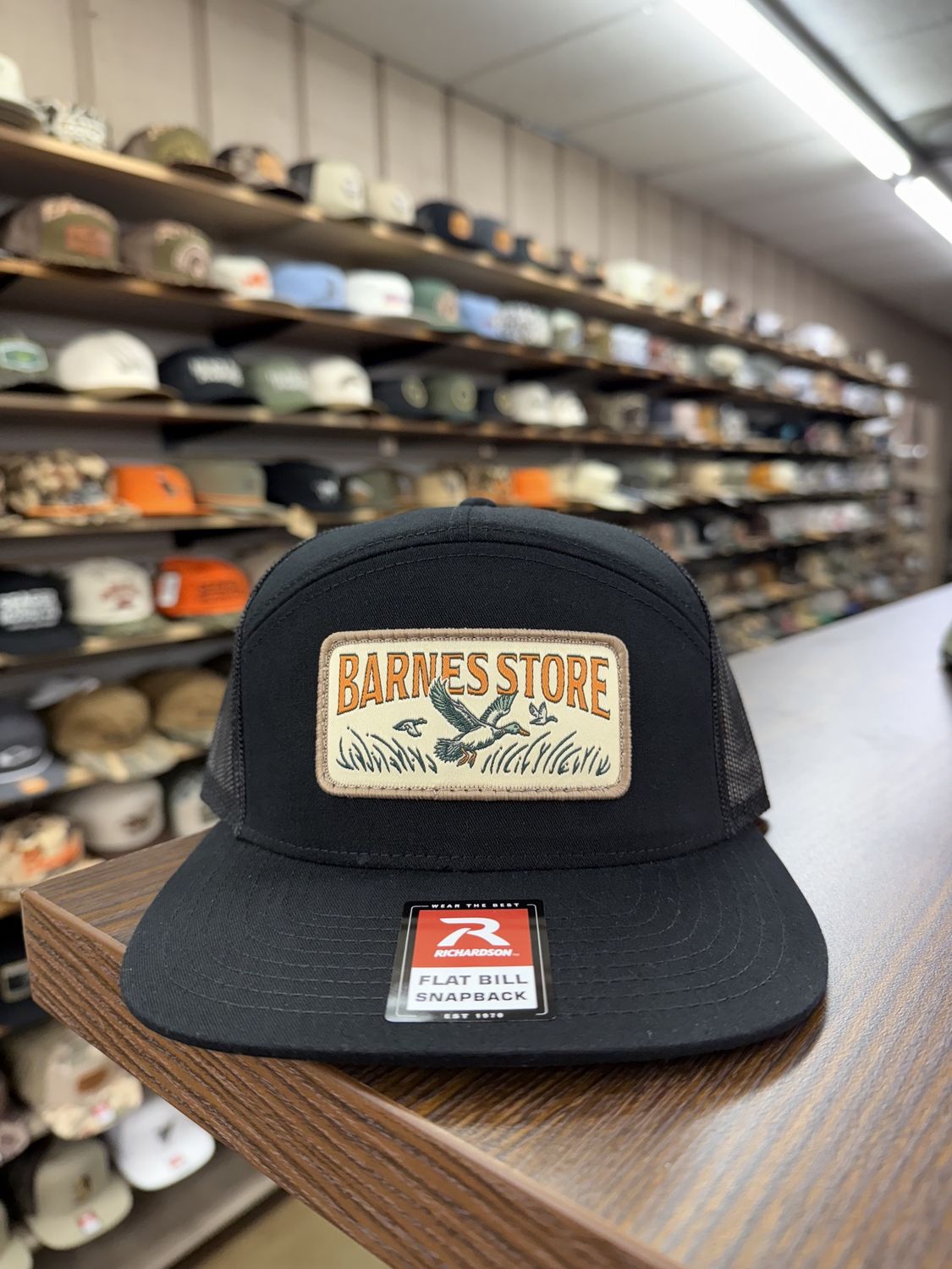 Barnes Woven Patch 7-Panel Hat - Black