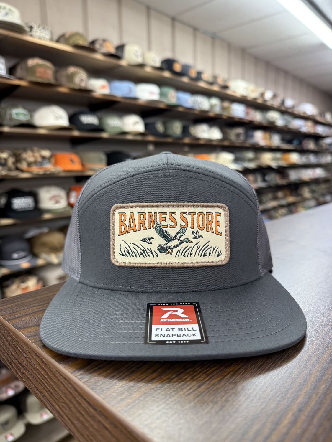 Barnes Woven Patch 7-Panel Hat - Charcoal