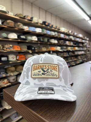 Barnes Woven Patch Trucker Hat - Blizzard Duck Camo