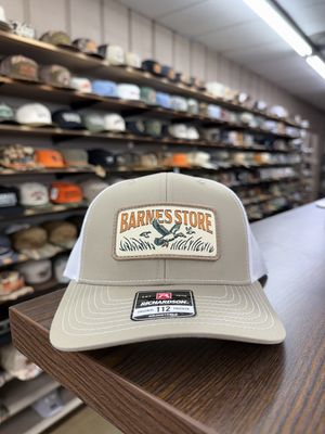Barnes Woven Patch Trucker Hat - Khaki/White