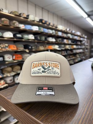 Barnes Woven Patch Trucker Hat - Khaki/Chocolate