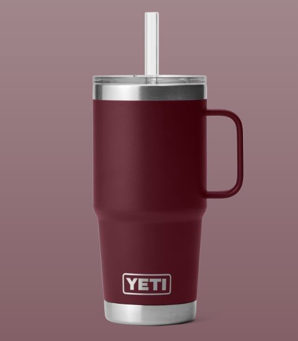 Rambler 25oz Straw Lid Mug, Color: Wild Vine Red
