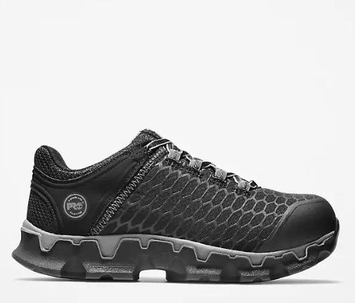 Womens Black/Gray Powertrain Sport Alloy Toe Work Sneaker, Size: 5.5, Width: M
