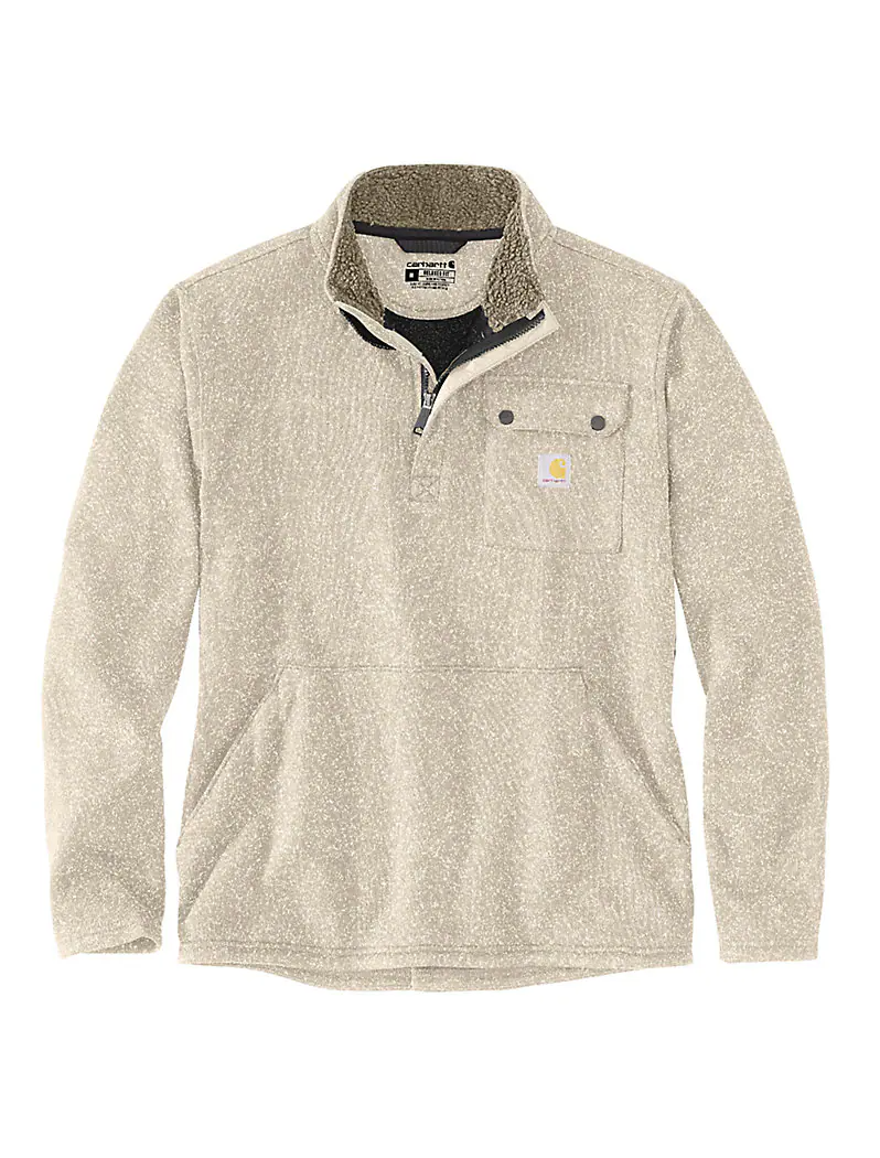 Men's Relaxed Fit Midweight Quarter Zip Fleece Sweater, Color: A16-Oat Milk, Length: REG, Size: 2XL