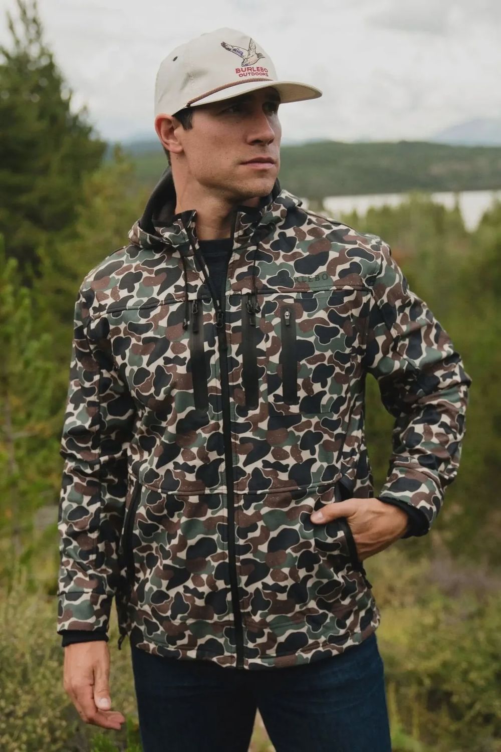 Challenger Rain Jacket, Color: Throwback Camo, Size: MED