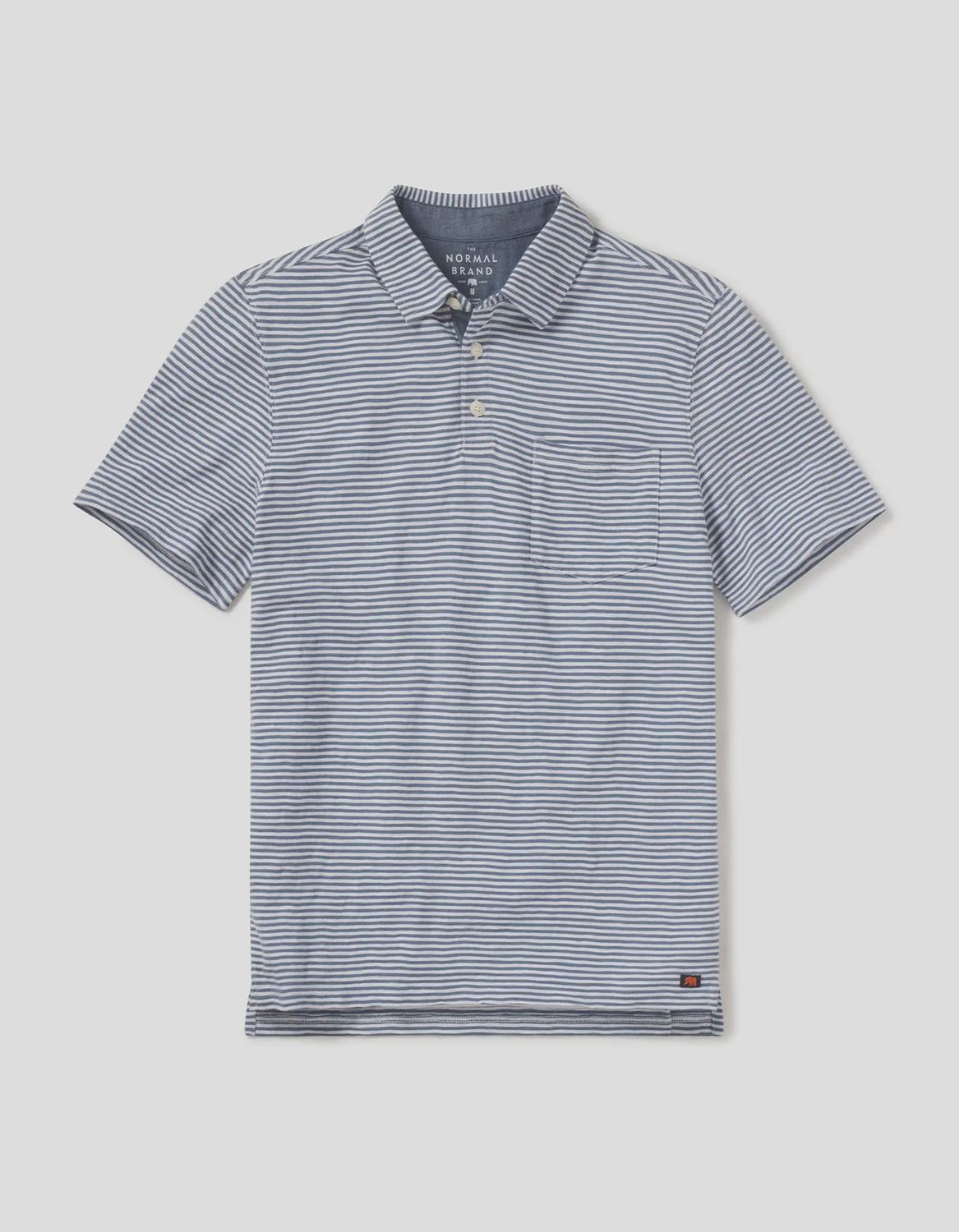 Vintage Slub Pocket Polo, Color: Blue Stripe, Size: MED