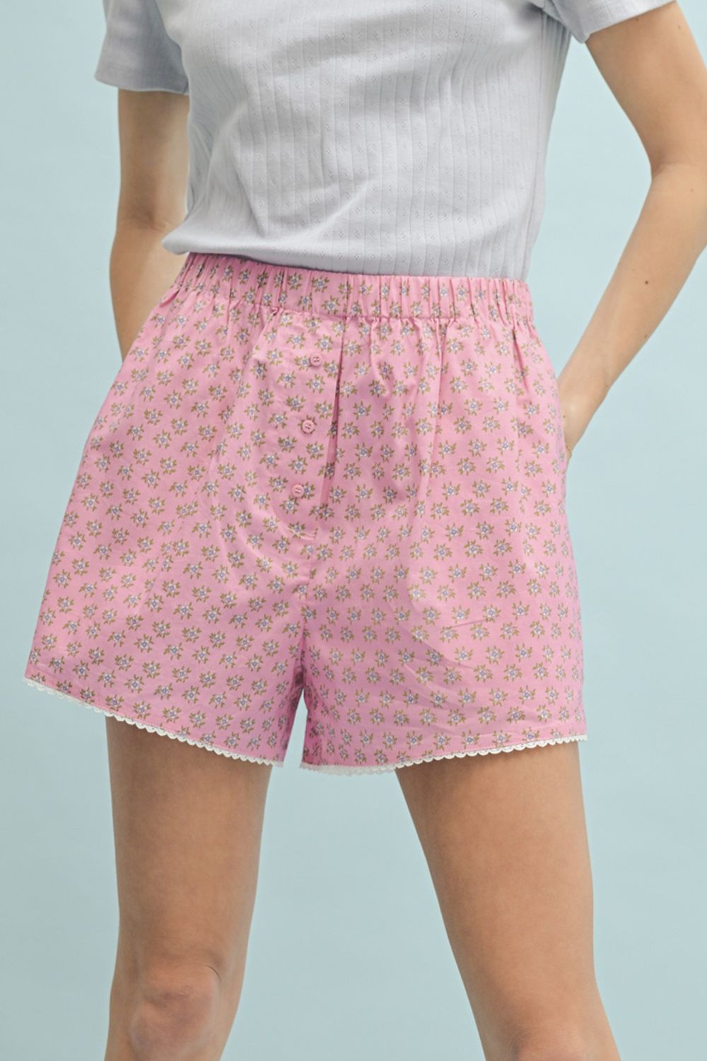 As We Go Printed Shorts, Color: Pink Combo, Size: SML