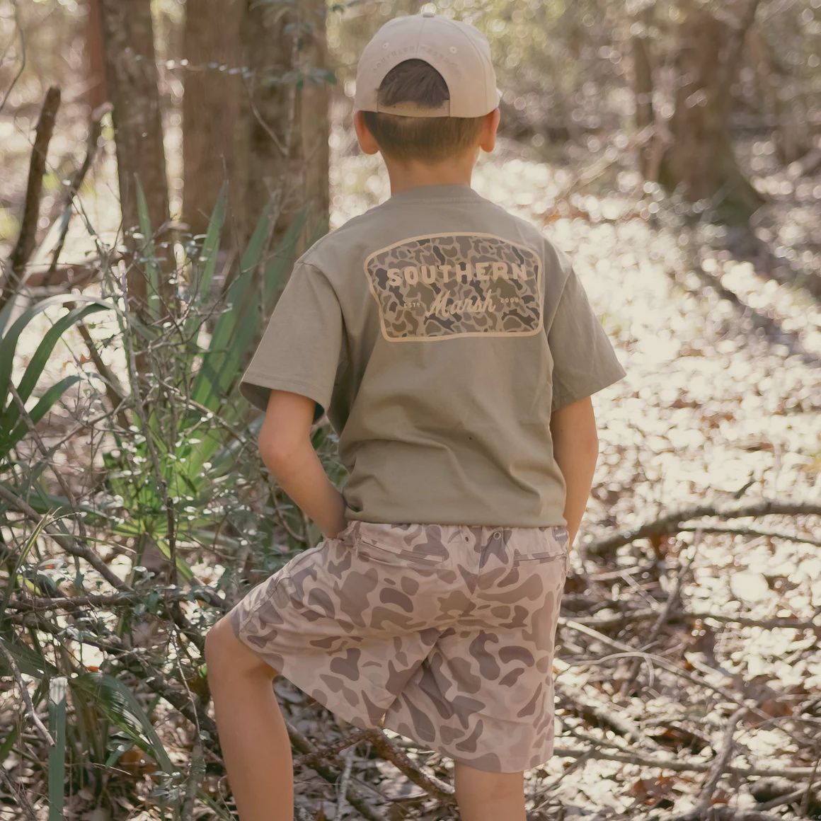 Youth Branding Retro Camo Tee, Color: SWO-Stonewall Olive, Size: XSML