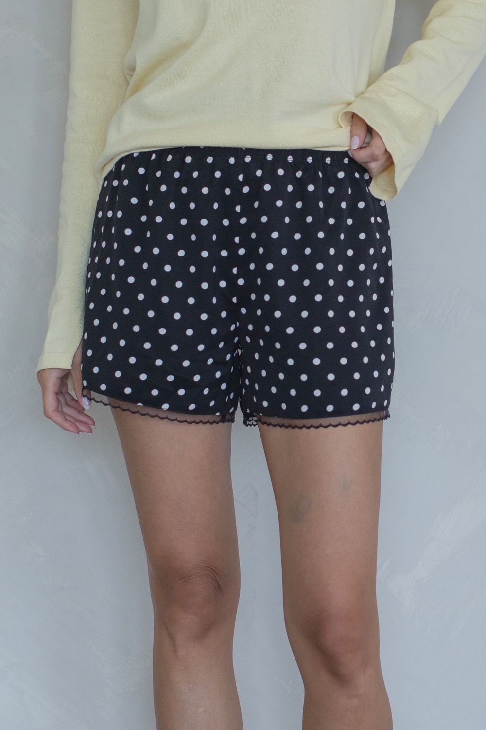 Higher Up Polka Dot Shorts, Color: Black, Size: SML