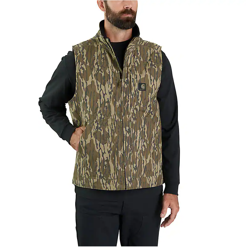 Men's Rugged Flex Duck Loose Fit Sherpa Lined Camo Mock Neck Vest OV6099