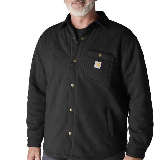 Men's Rain Defender Loose Fit HW Quilted Snap Front Shirt Jac TS7270, Color: BLK-Black, Length: REG, Size: SML