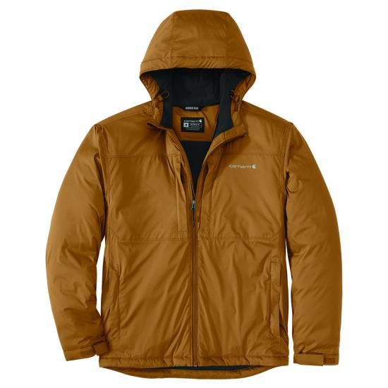 Men's Rugged Flex Lightweight Stretch Insulated Jacket, Color: BRN-Carhartt Brown, Length: REG, Size: SML